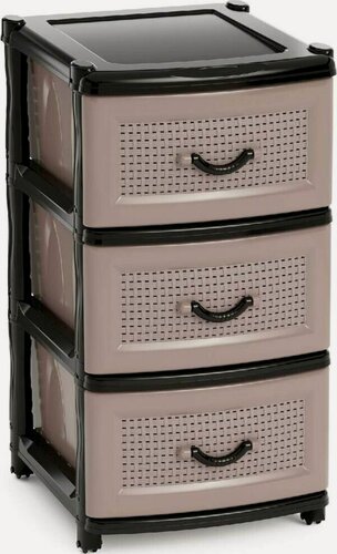 Изображение товара Комод пластиковый с 3 ящиками на колесиках для вещей М1353