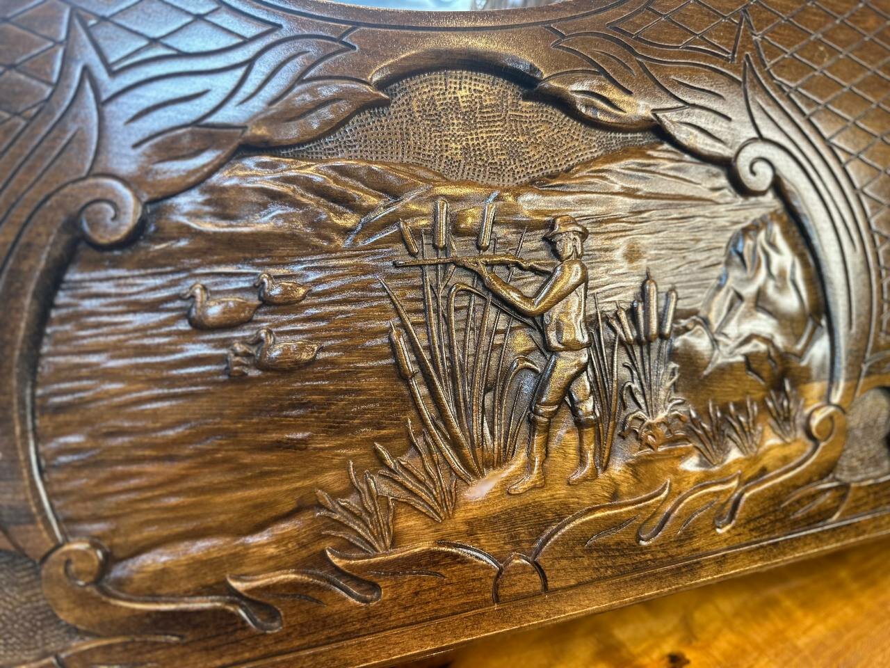 Нарды Handle Brand "Охотник", ручная работа, резные, бук, темно-коричневые, комплект — фото 1