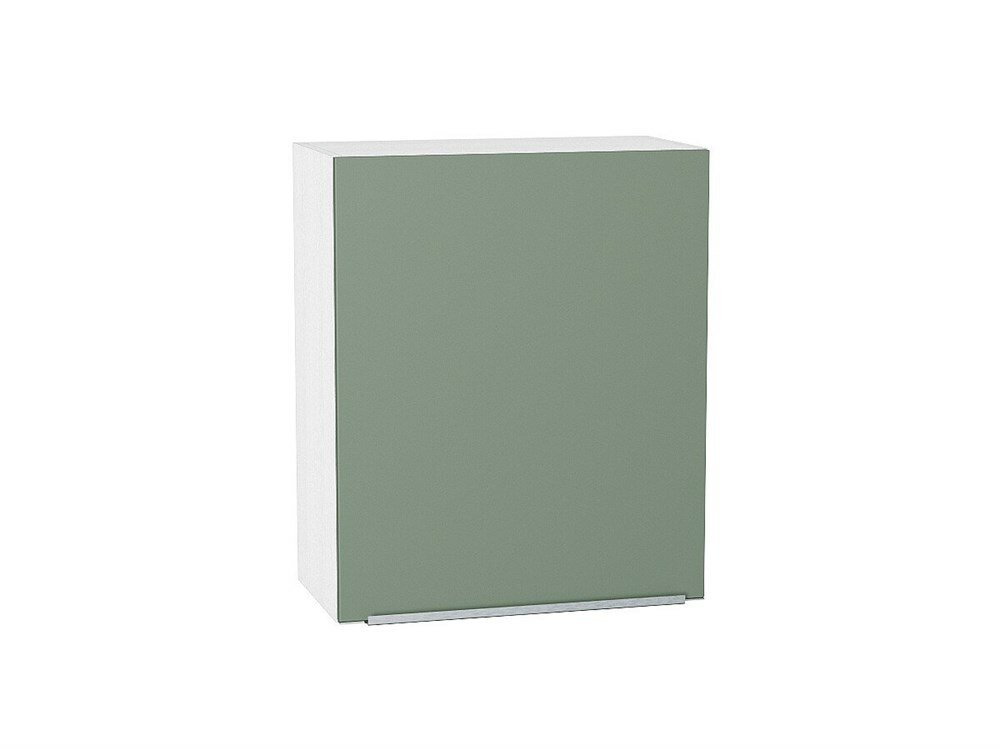 Кухонный Шкаф верхний с 1-ой дверцей Фьюжн Белый Silky Mint 720 600 каркас ЛДСП Белый фасад МДФ Silky Mint 716*600*320