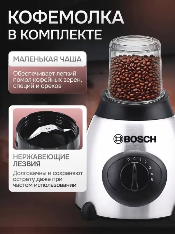 Блендер измельчитель cтационарный, электрический, мощный 7000 Вт. для смузи коктейлей, с чашей стекло — фото 1