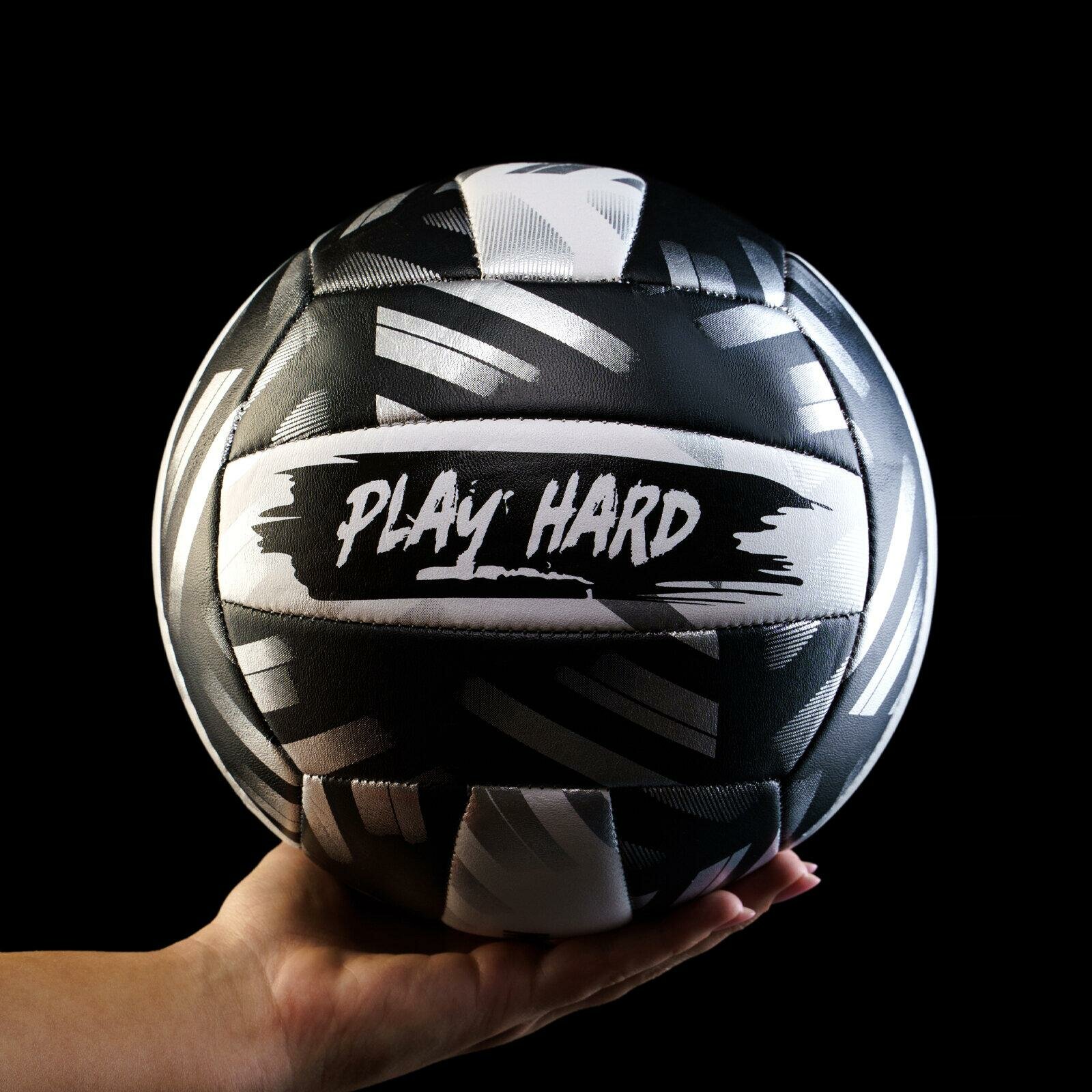 Мяч MINSA "PLAY HARD", волейбольный, ПВХ, машинная сшивка, 18 панелей, размер 5, цвет черный, белый, 4166915 — фото 1