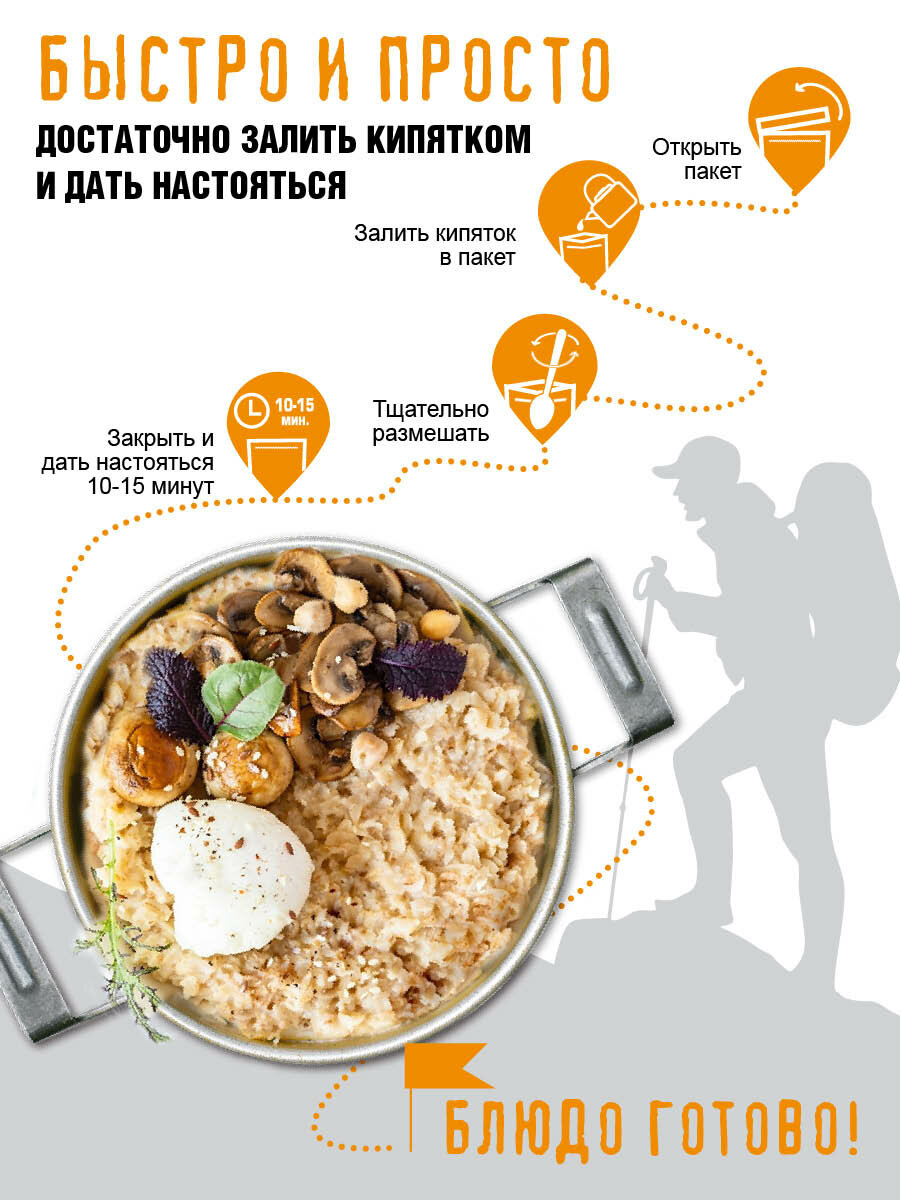 Картинки Каша овсяная Здоровая еда с грибами и сыром быстрого приготовления сублимированная для похода, 55 г