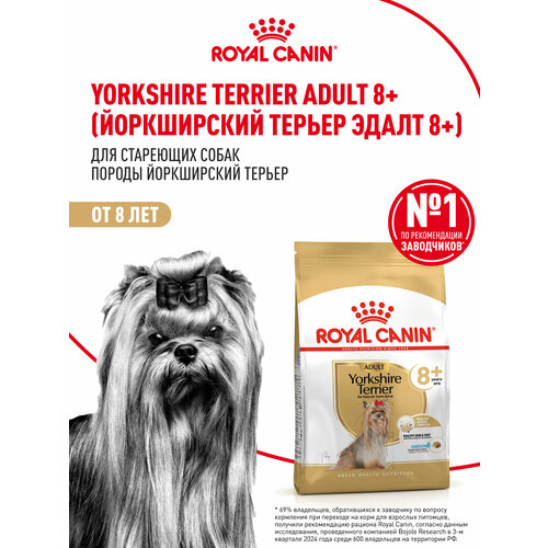 Корм для собак Royal Canin Yorkshire Terrier 8+ (Йоркширский Терьер) сухой для стареющих собак породы Йоркширский Терьер от 8 лет, 1,5кг