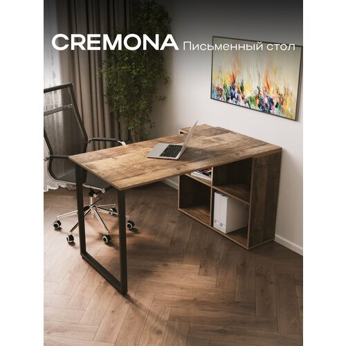 фото Стол письменный угловой компьютерный cremona дуб хантон темный. стол письменный для школьника с ящиками полками. valle-ra