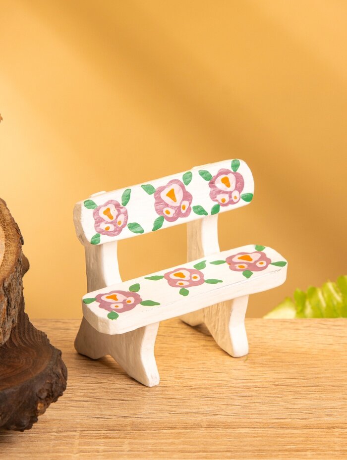 Мебель для кукол «Скамейка с цветами» 6.5×3.5×6 см дерево белая