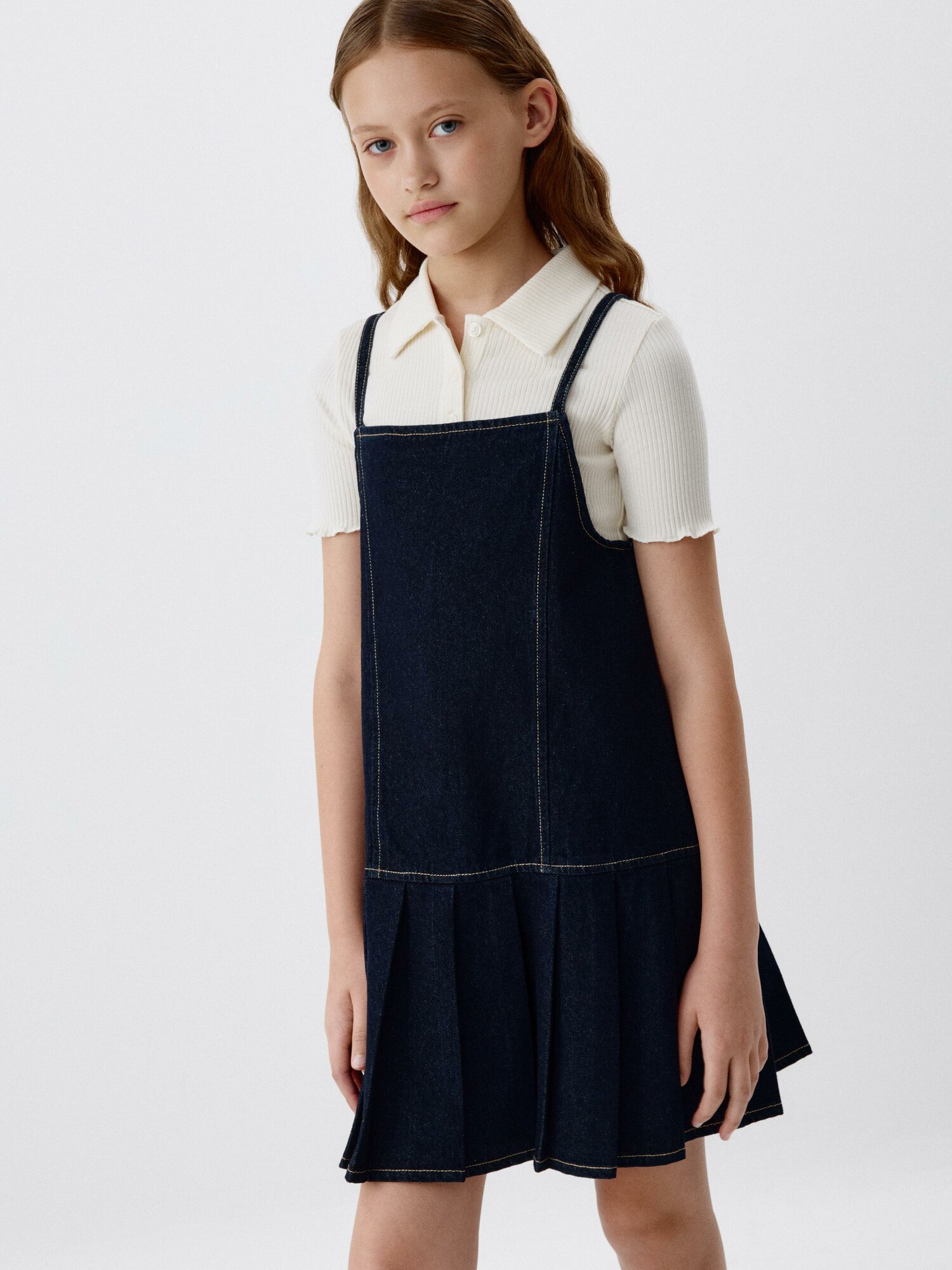 Школьный сарафан Sela размер 164 темный индиго