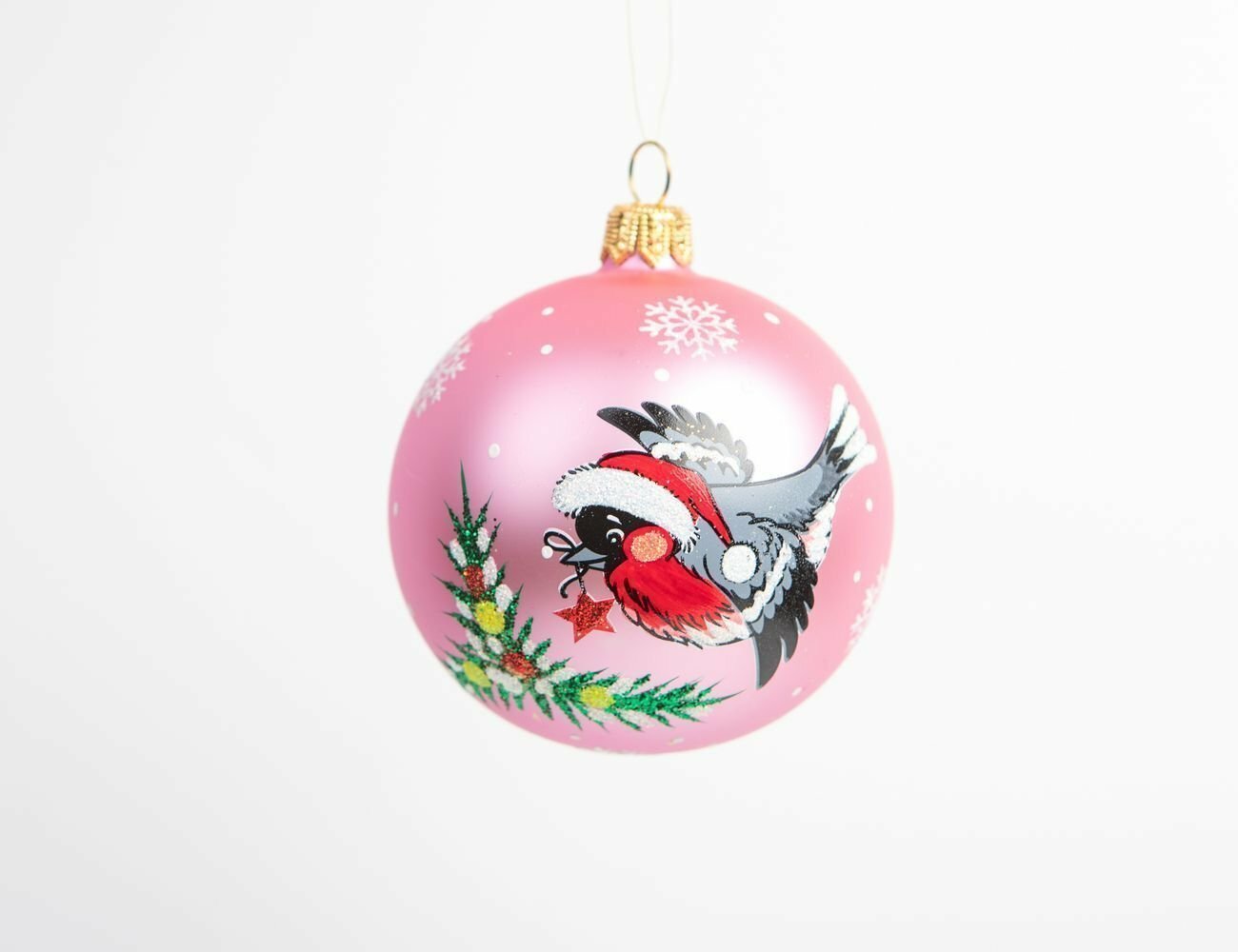 Елочный шар визит, розовый, 75 мм, Елочка С754-роз