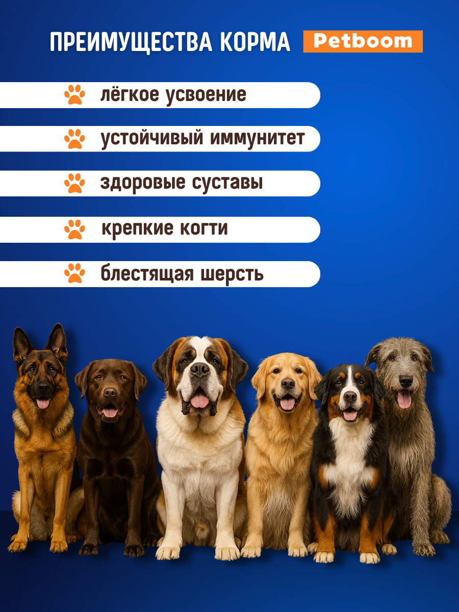 Корм сухой Petboom 10 кг "Мясное ассорти", для взрослых собак, средних пород — фото 1