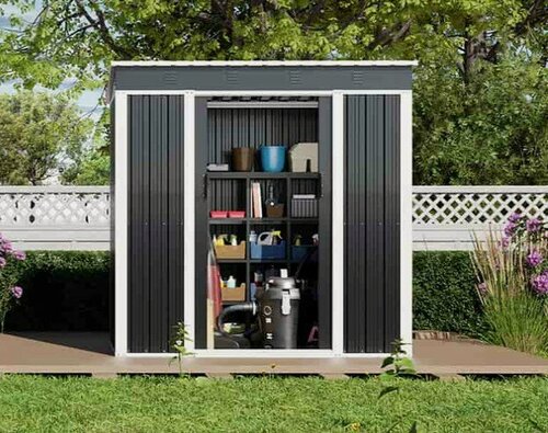 Изображение товара Хозблок Сарай, металлический , тёмно-серый цвет, 185x180x120 см