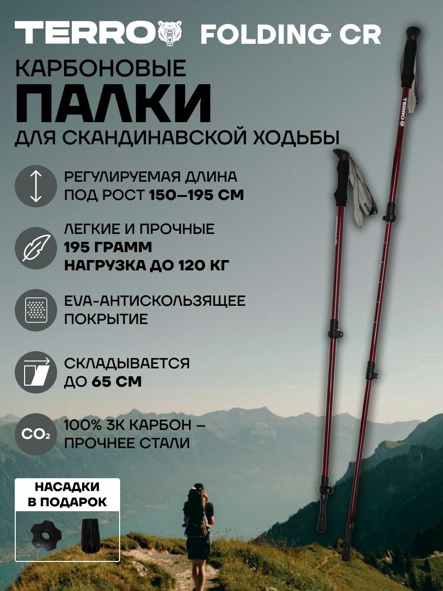 Палки для скандинавской ходьбы - карбоновые телескопические