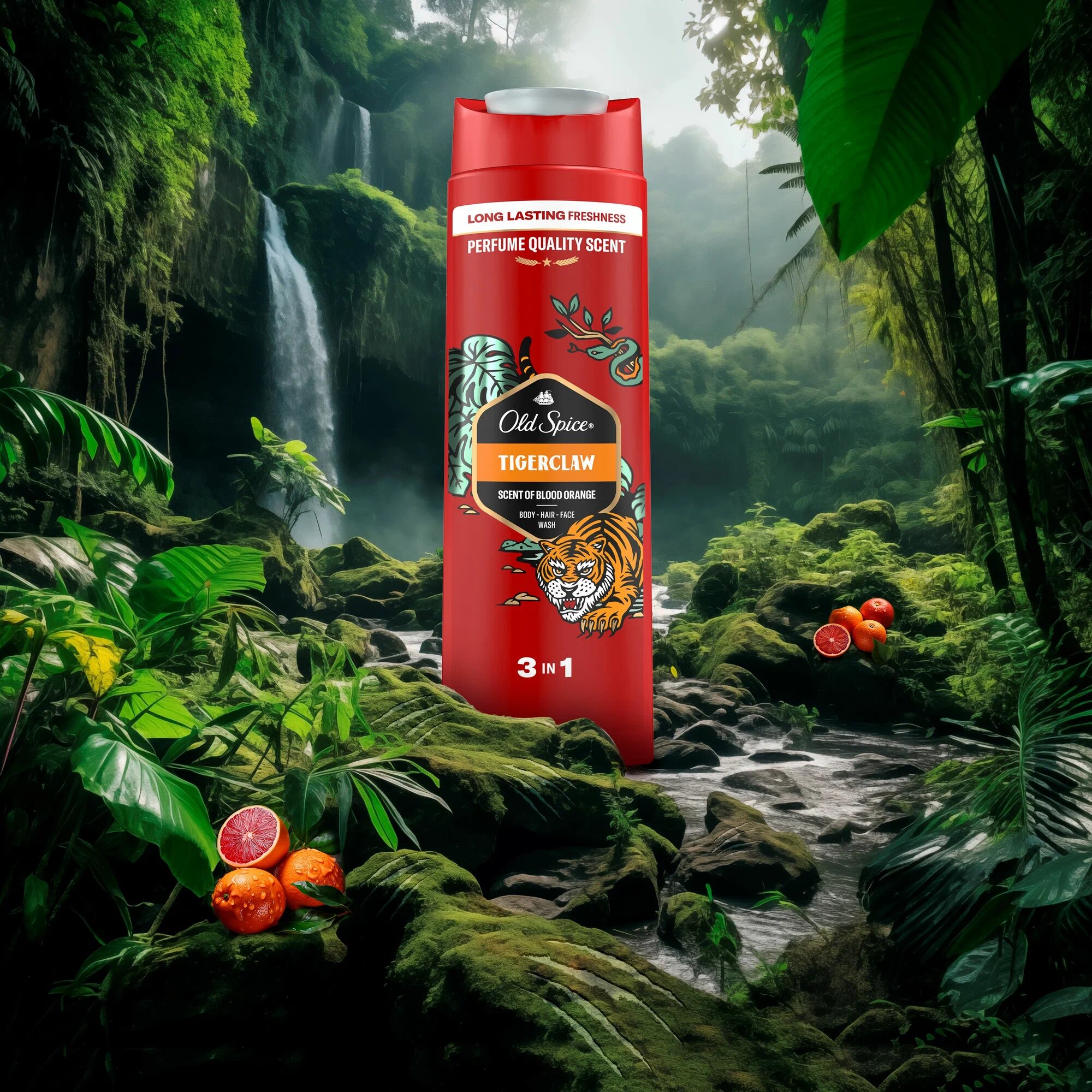 Гель для душа Old Spice Tigerclaw 3в1, 400мл, мужской, аромат цитруса и ванили — фото 1