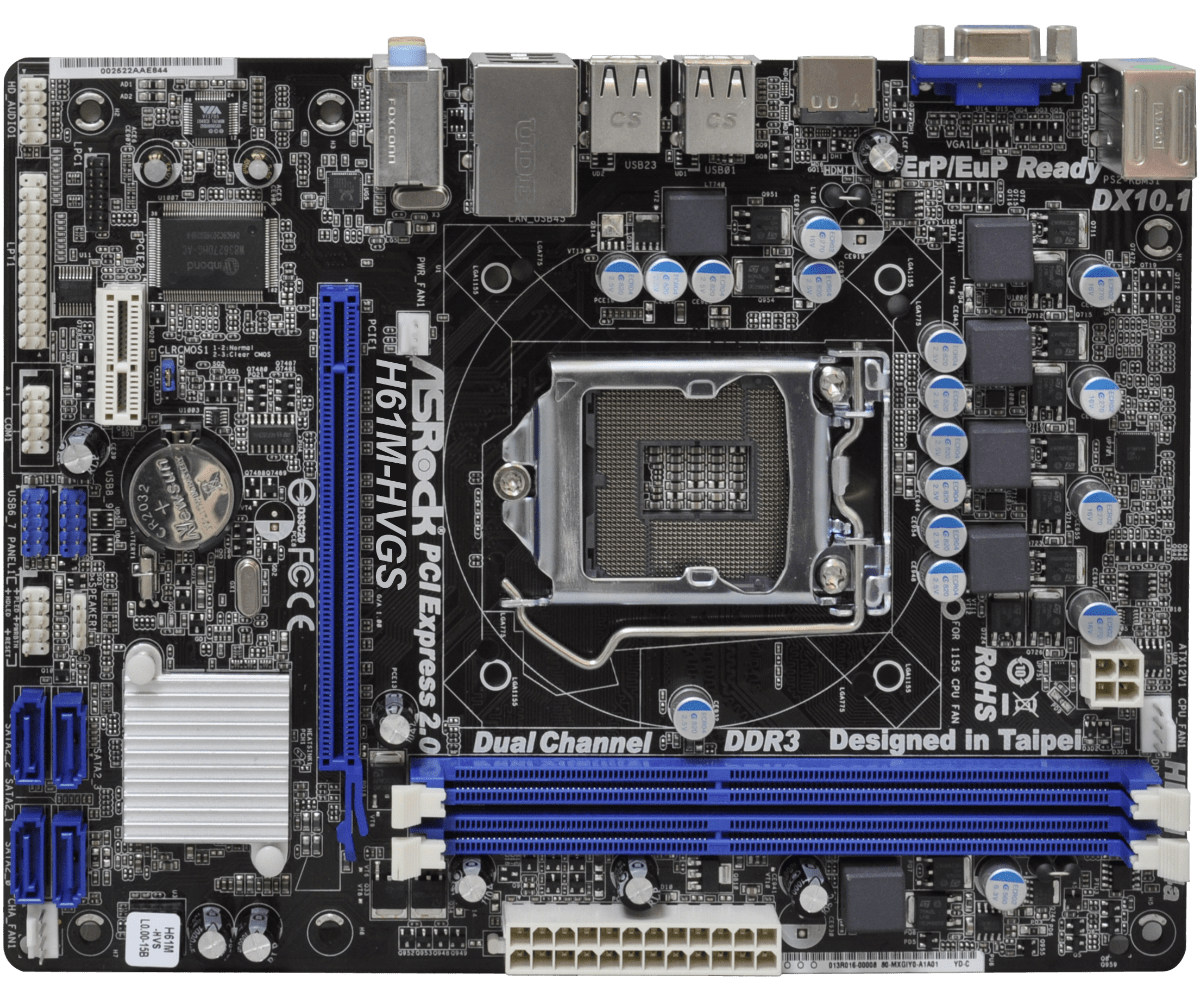 Материнская плата H61M-HVGS DDR3 Intel HD Graphics D-Sub, HDMI
