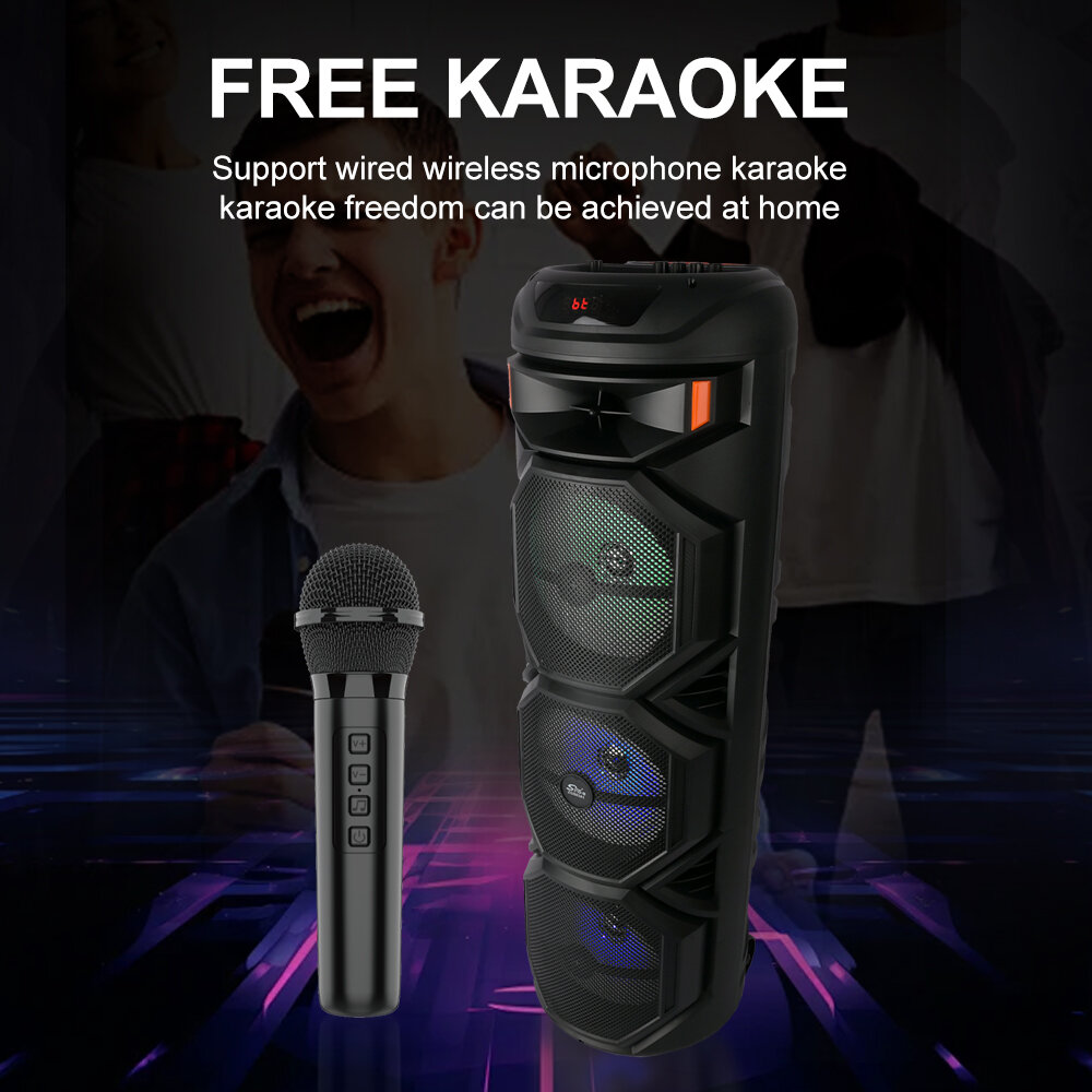 Караоке-колонка с беспроводным микрофоном, Bluetooth, RGB-подсветка, 90 см x 30 см — фото 1