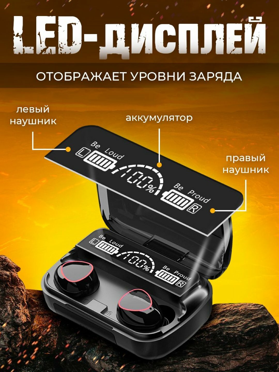 Беспроводные наушники М10, М19, М20, М90, М80, М85, М86, М88с Powerbank 3500 мА/ч, Bluetooth 5.3 — фото 1