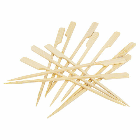 Пики для канапе бамбуковые гольф 12 см, 100 шт, КП, 133044