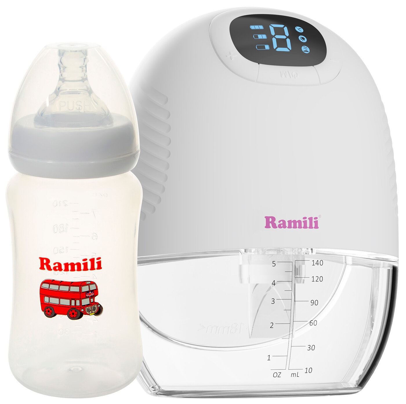 Четырехфазный бионический молокоотсос Ramili SE300 с бутылочкой 240 мл SE300240ML