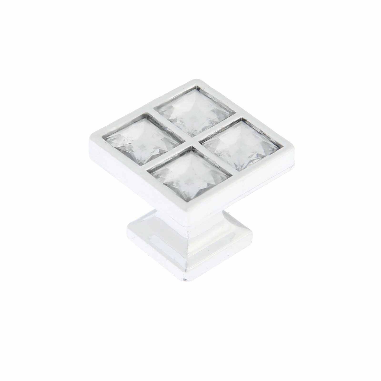 Ручка-кнопка 27x27 мм цвет хром форма: квадратная размер упаковки: 2.7 x 2.5 x 2.7 см.