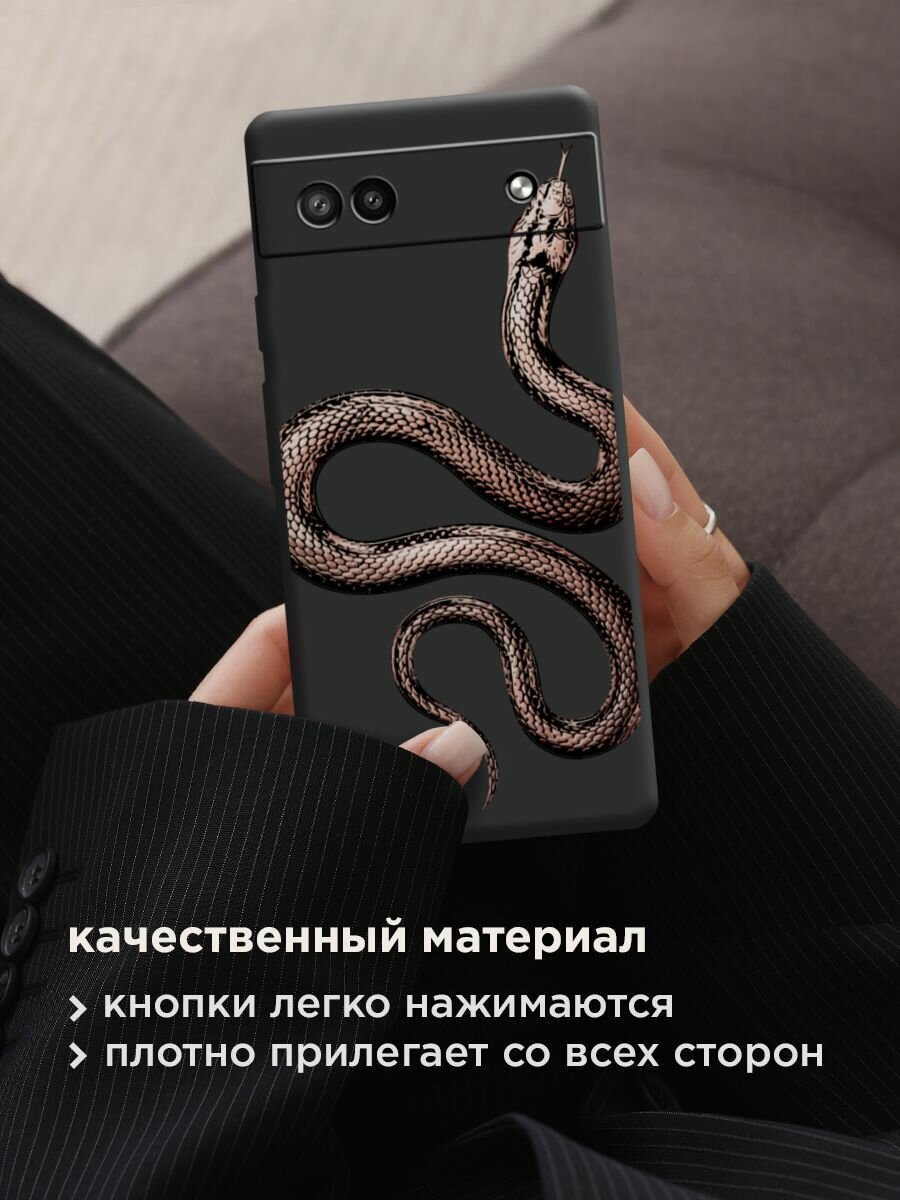 Чехол на Google Pixel 6A / Гугл Пиксель 6А с принтом "Rose snake 2" — фото 1