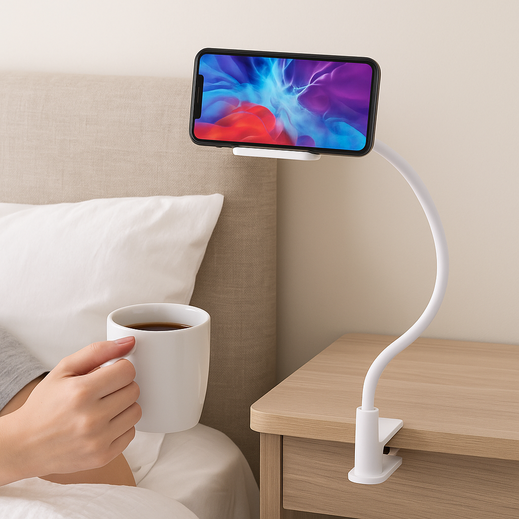 Гибкий держатель телефона KAKUSIGA — вращающийся на 360°, алюминиевая трубка, удобная модель для стола и спальни