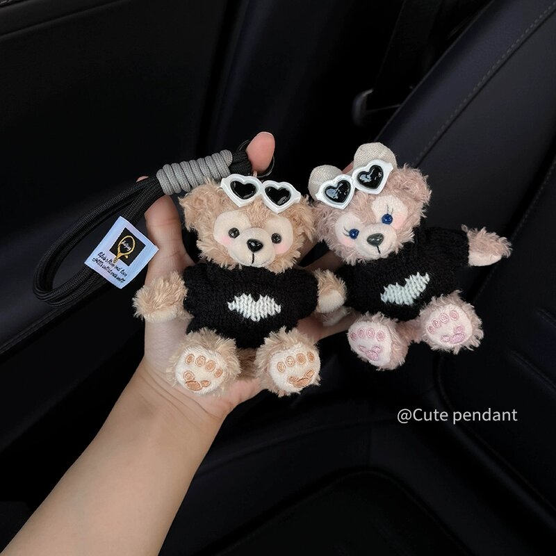 Комбо из розы с очками и Duffy с очками, мягкая игрушка-украшение для ключей, женский аксессуар с плюшевым дизайном