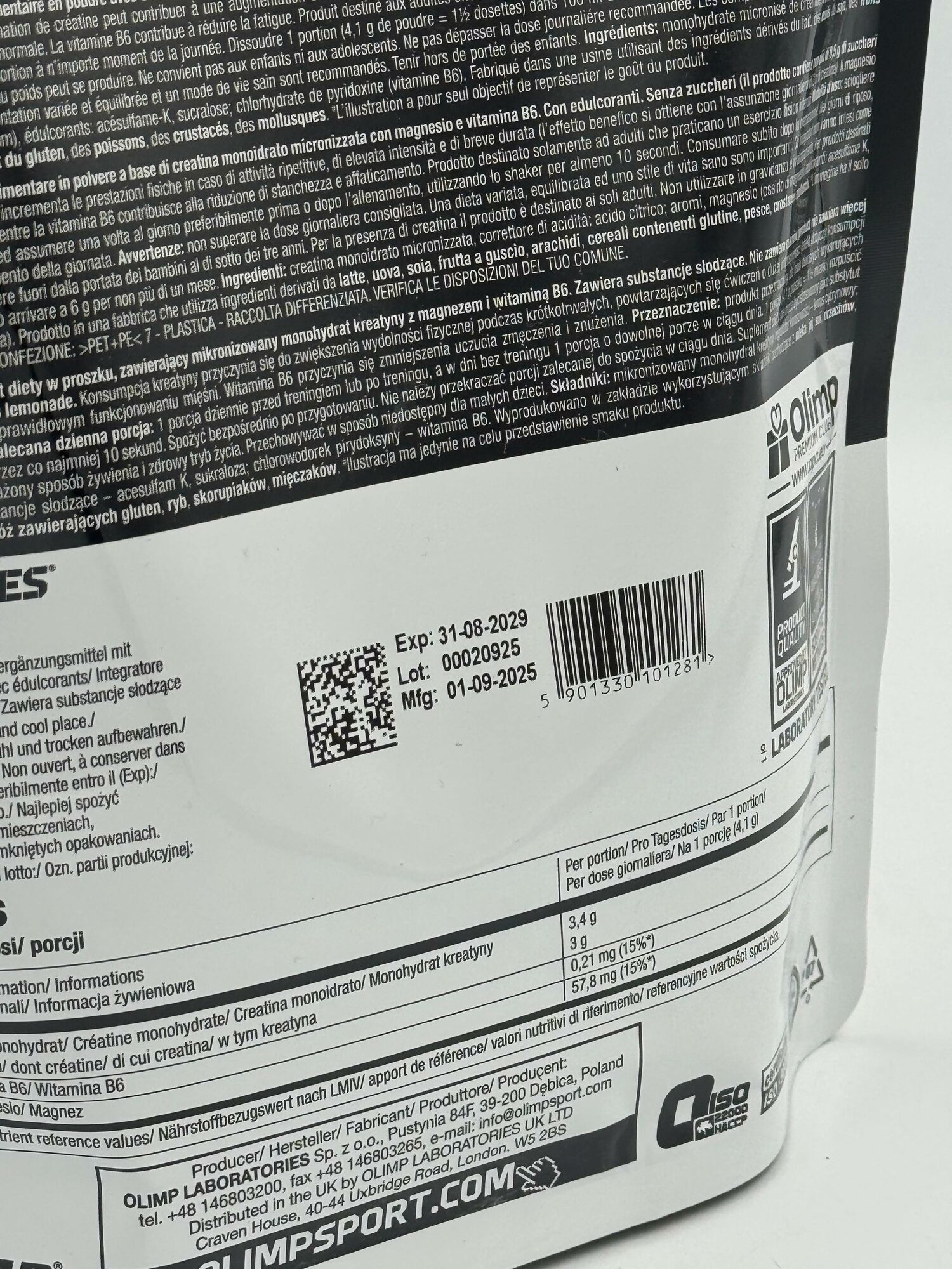 Olimp Creatine, 500 гр, вкус Цитрус лимон креатин моногидрат для роста — фото 1