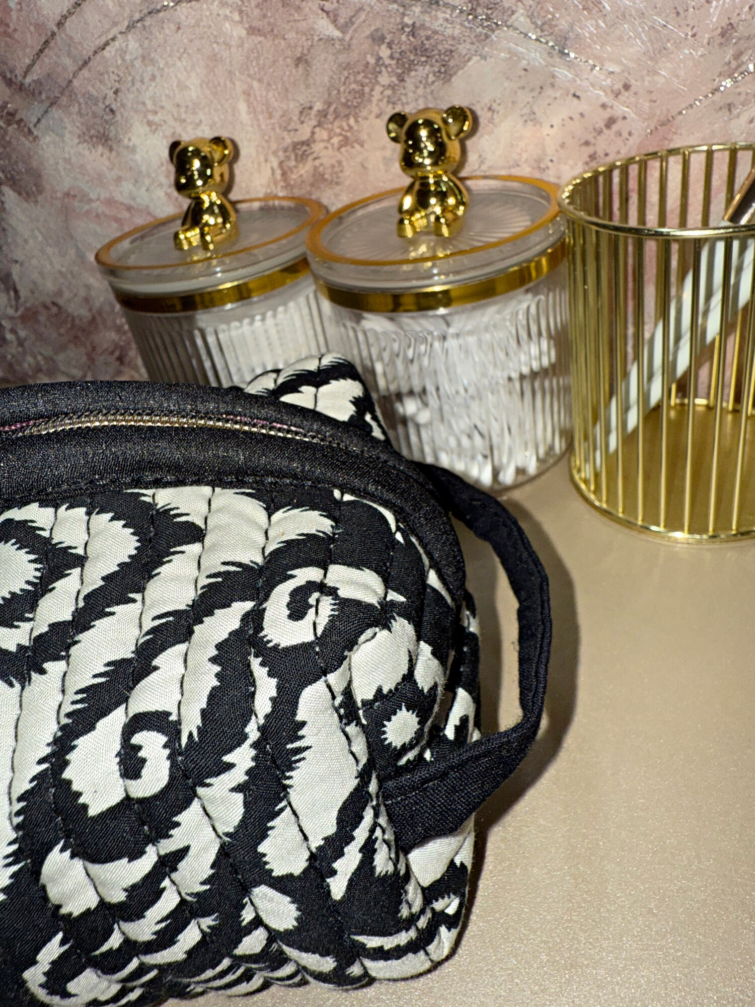 Косметичка высота: 9 см., длина: 20 см., , черно-белые круги — фото 1