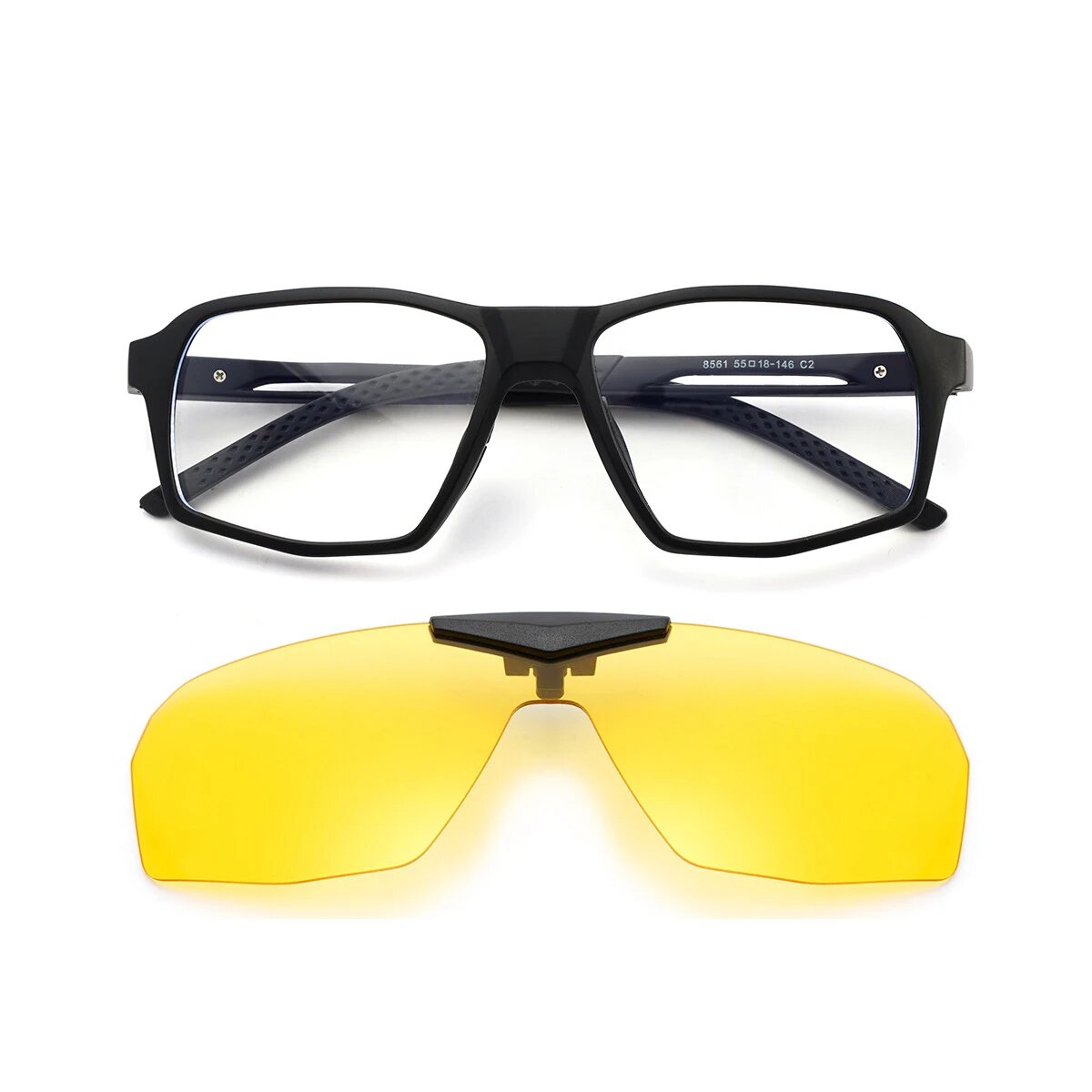 KSVEREN 2 в 1 поляризованные очки клип-он с защитой от синего Black Yellow, Желтый, Myopia-3.50