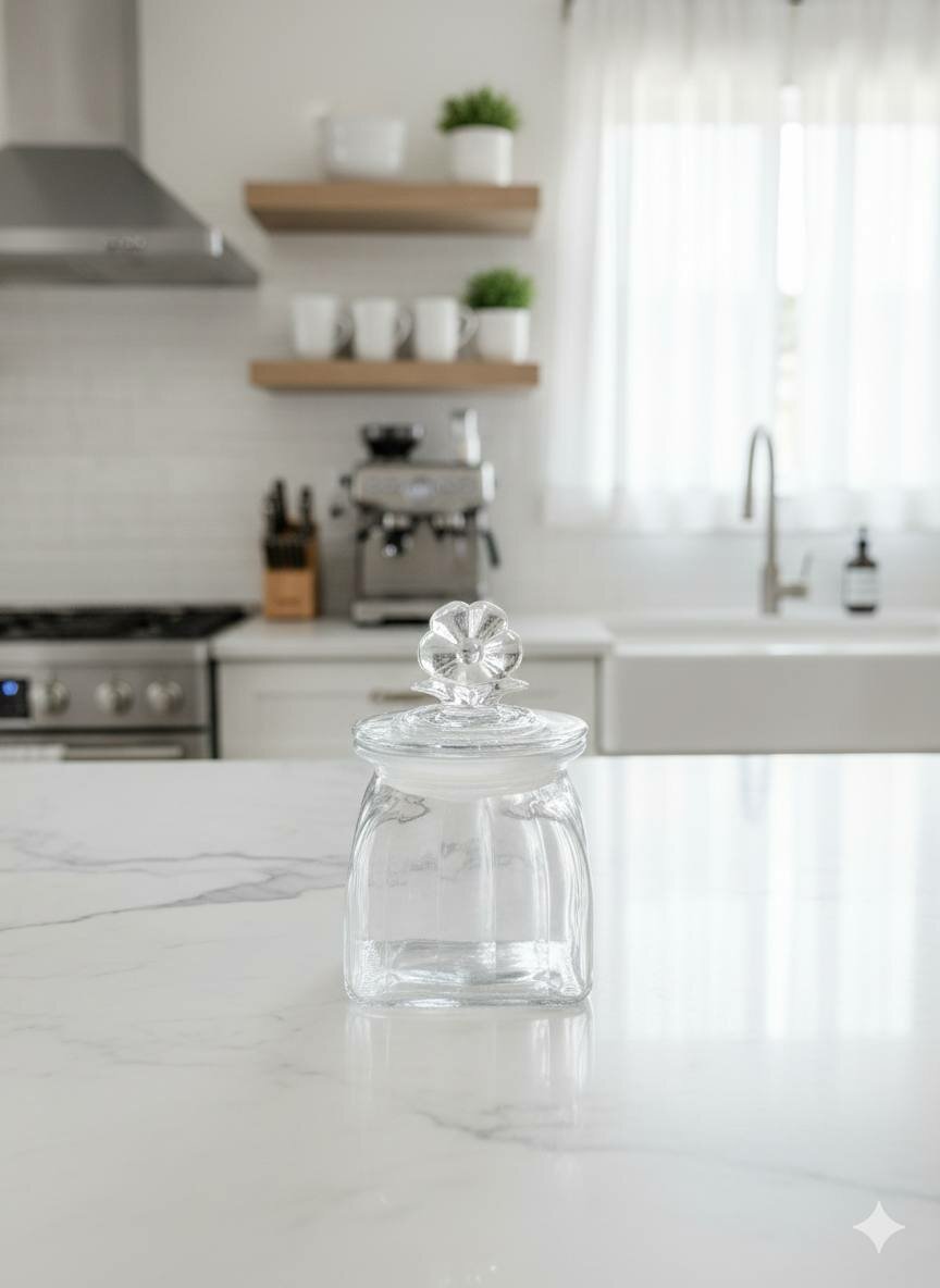 Банка для хранения с крышкой в виде цветочка из плотного стекла 600 мл X-GL2S