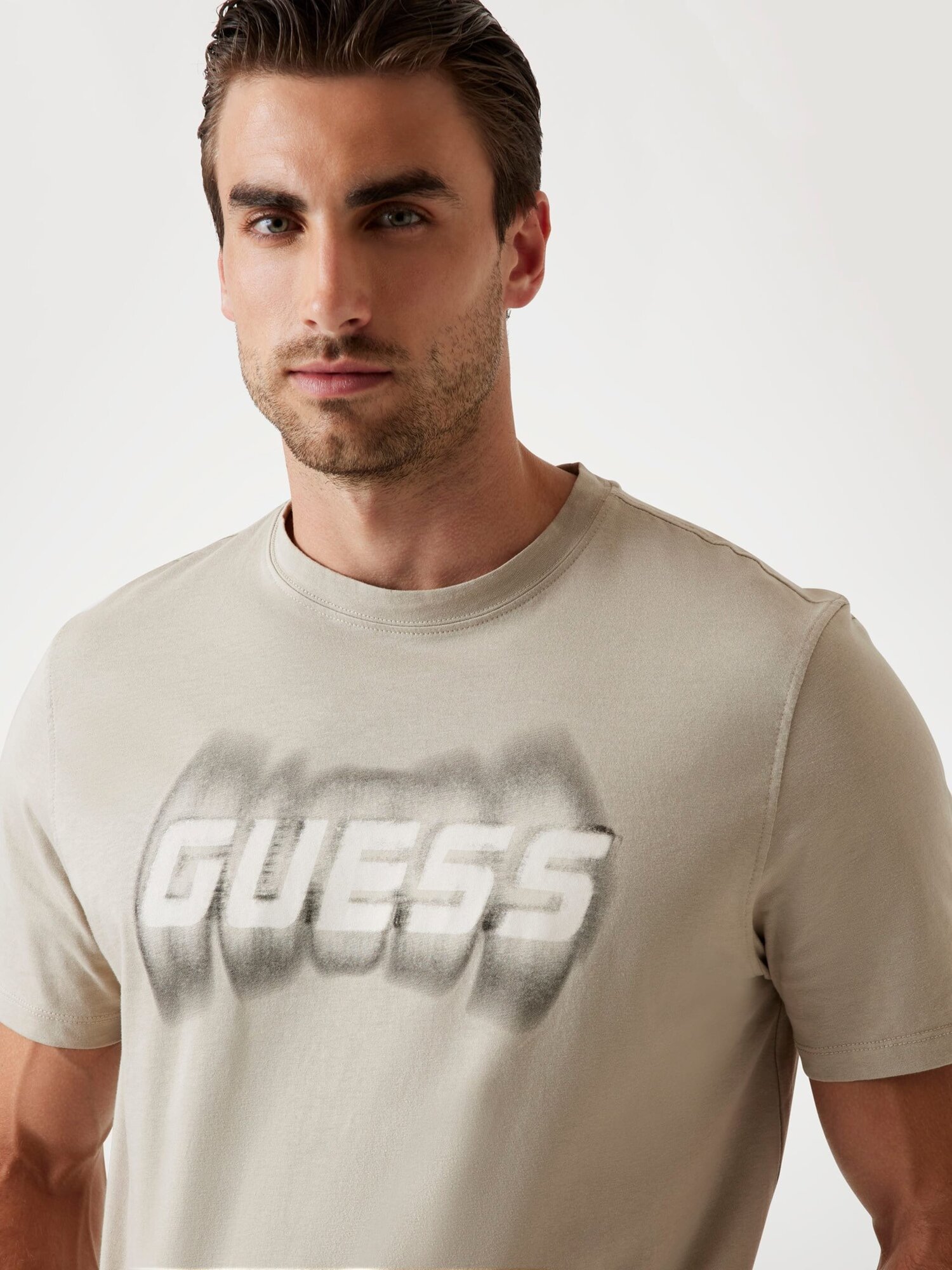 Футболка GUESS , ASCANIO CN T-SHIRT, размер XXL, коричневый — фото 1