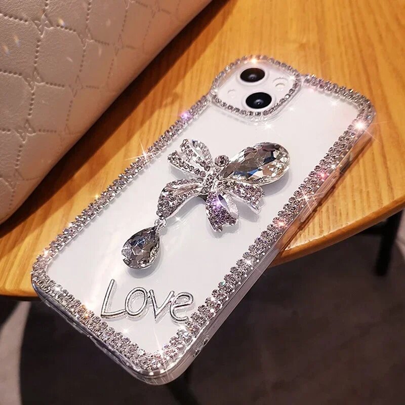 Чехол для телефона со стразами Love Bowknot для женщин и девочек, Bling Diamond, для Samsung A50, A70S, A32, A52, A71, A51, A72, A73, A53, белый, For samsung A51 4G — фото 1