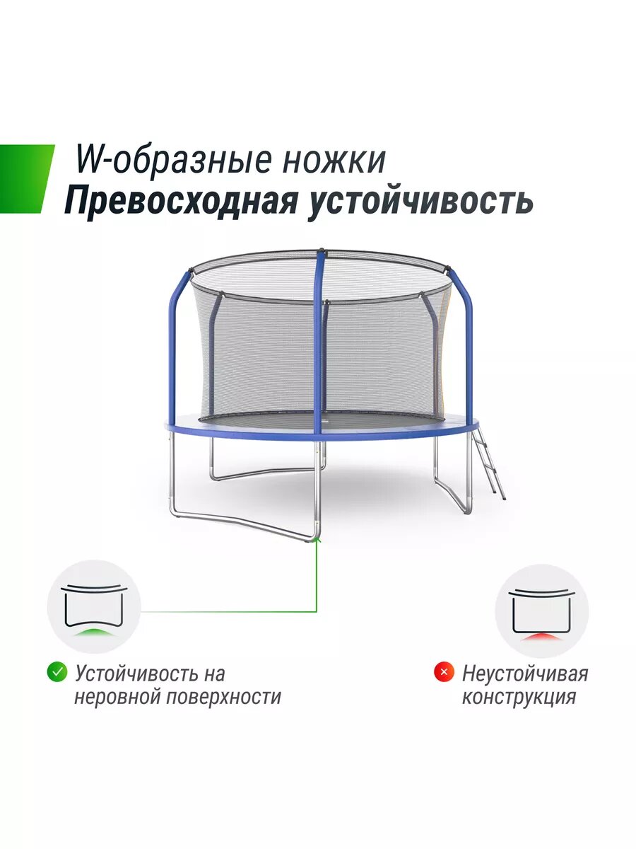 Каркасный батут UNIX Line SUPREME BASIC 10 ft диаметр 305 см, допустимый вес пользователя 150 кг, синий — фото 1