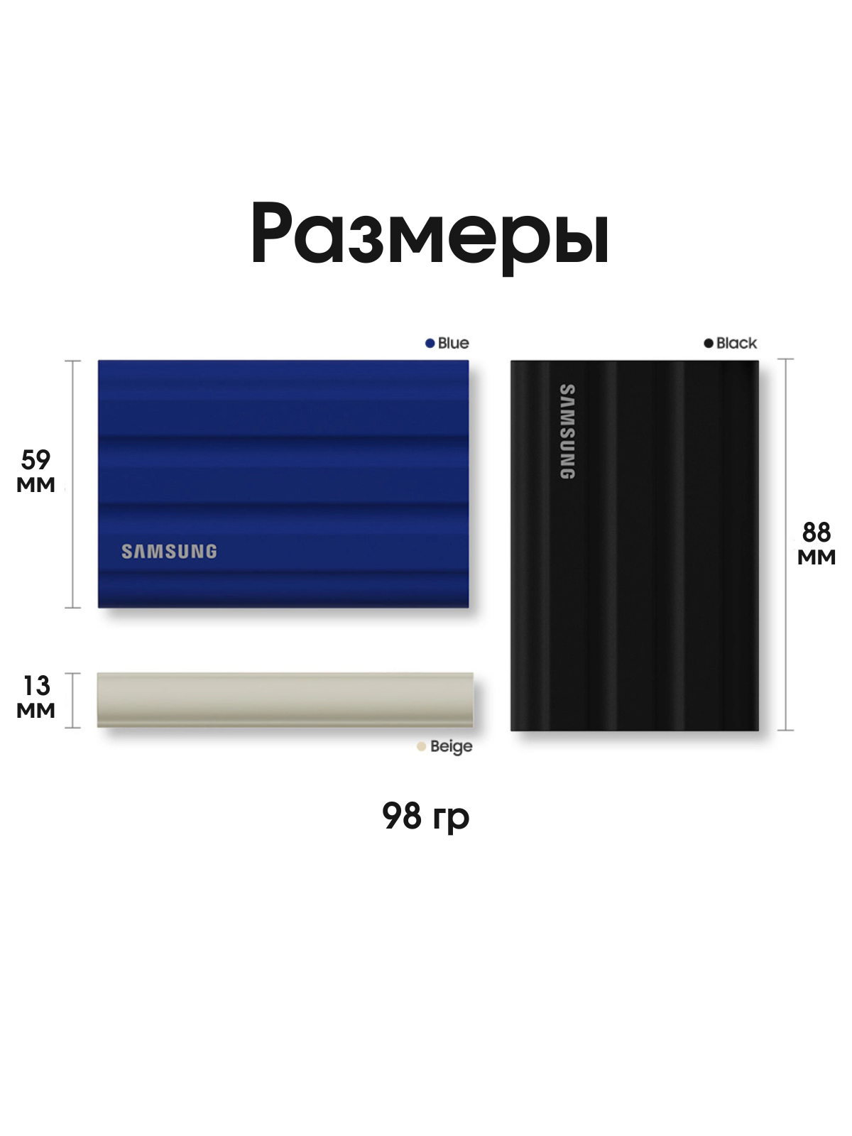 Внешние Жесткие Диски И Ssd Xiaomi 2 ТБ Внешний твердотельный накопитель Samsung T7 Shield, черный (MU-PE2T0S/AM) USA