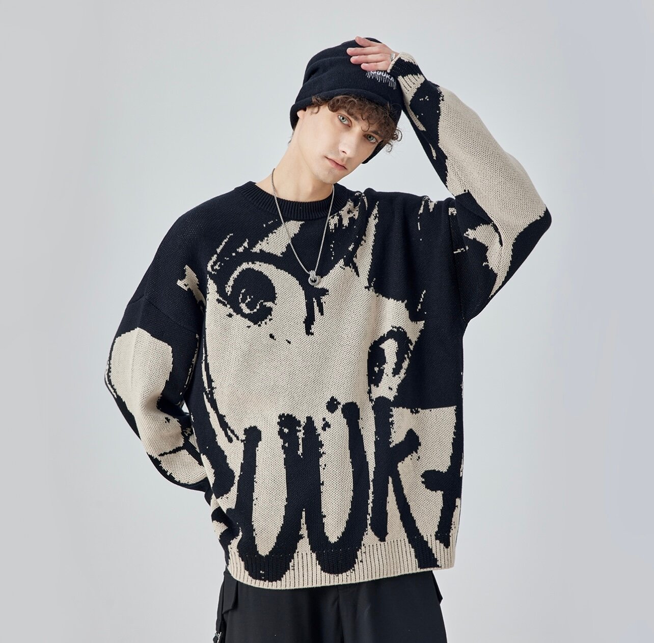 Свитер  GUUKA SWEATER KNITWEAR BLACK GREY