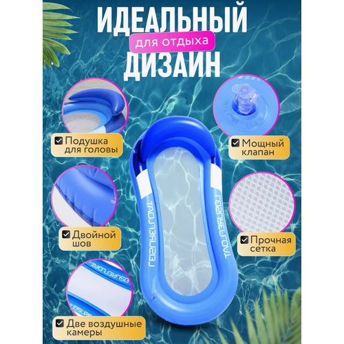 Надувной матрас, голубой, для плавания в море и на речке для взрослых и детей