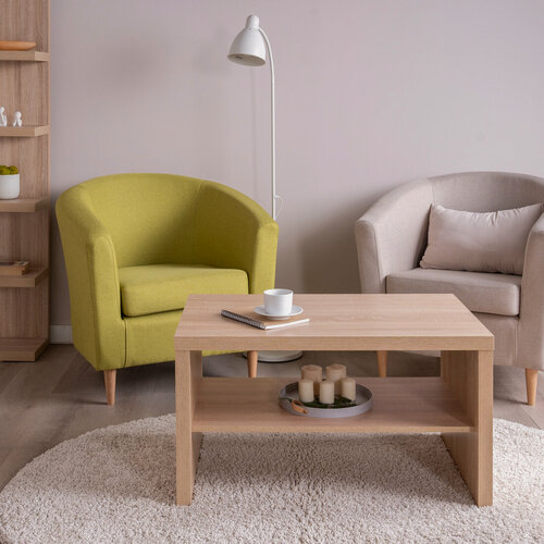 Изображение товара Журнальный стол ГУД лакк Энкель с полкой, 82x50x45 см, дуб беленый