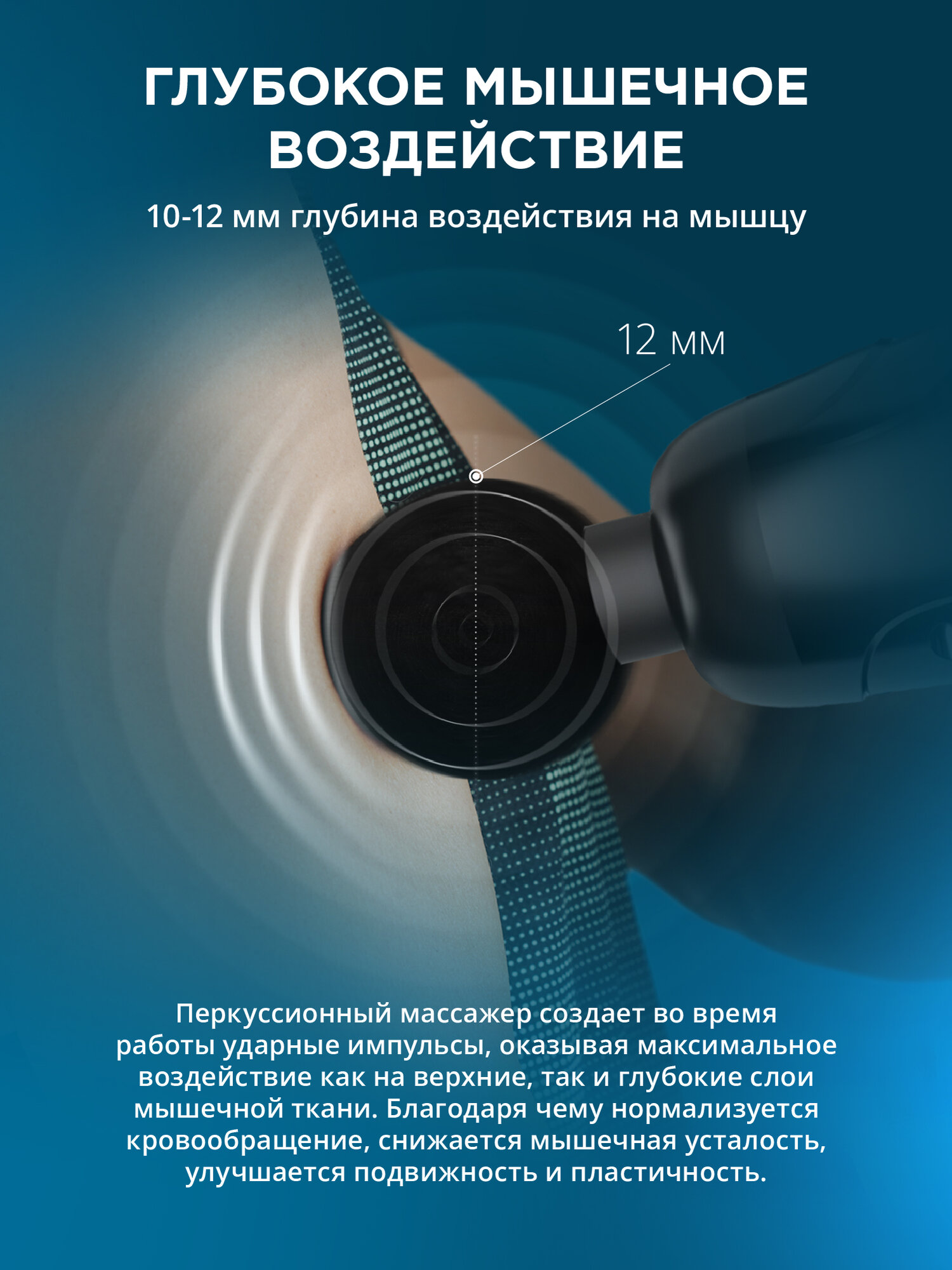 Перкуссионный массажер GrossFit Recovery R-3/ Массажный пистолет/ Беспроводной ударный вибромассажер/ Для тела/ Для спины/ Для шеи и плеч/ Для ног — фото 1