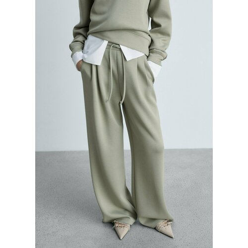 фото Брюки джоггеры mango outlet, размер l, хаки, бежевый