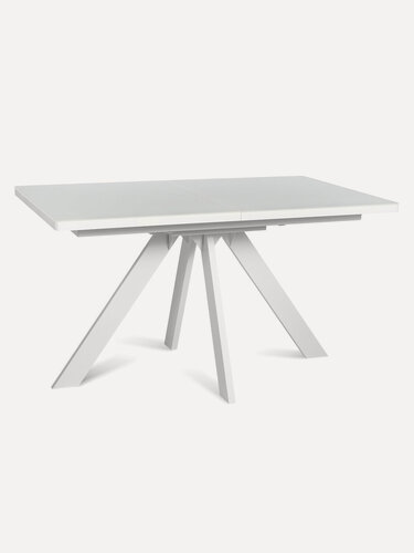 Изображение товара Стол стеклянный раздвижной NORWAY 140 WHITE GLASS W на металлокаркасе, столешница закаленное стекло, цвет белый (глянец), 140(180)х85 см