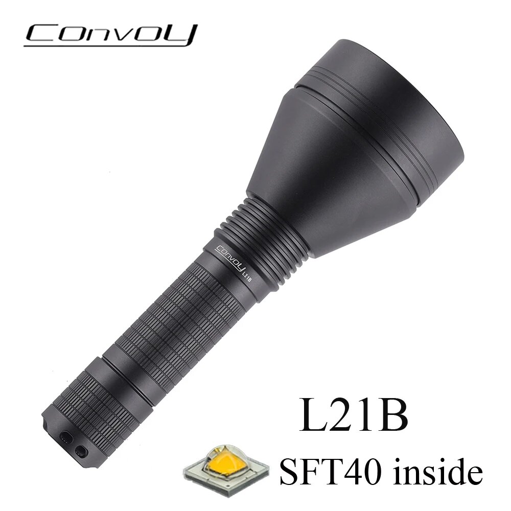 Фонарик Convoy L21B со светодиодной подсветкой SFT40, 21700, яркая фотовспышка большой дальности, фонарь для кемпинга, походов, полиции, SFT40, No battery, 12 groups, 6500K