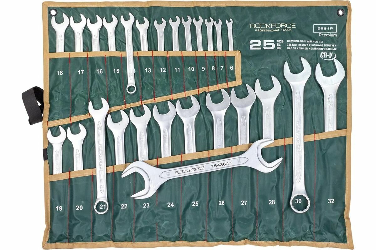 Набор ключей комбинированных 25+1 ключ рожковый RockFORCE