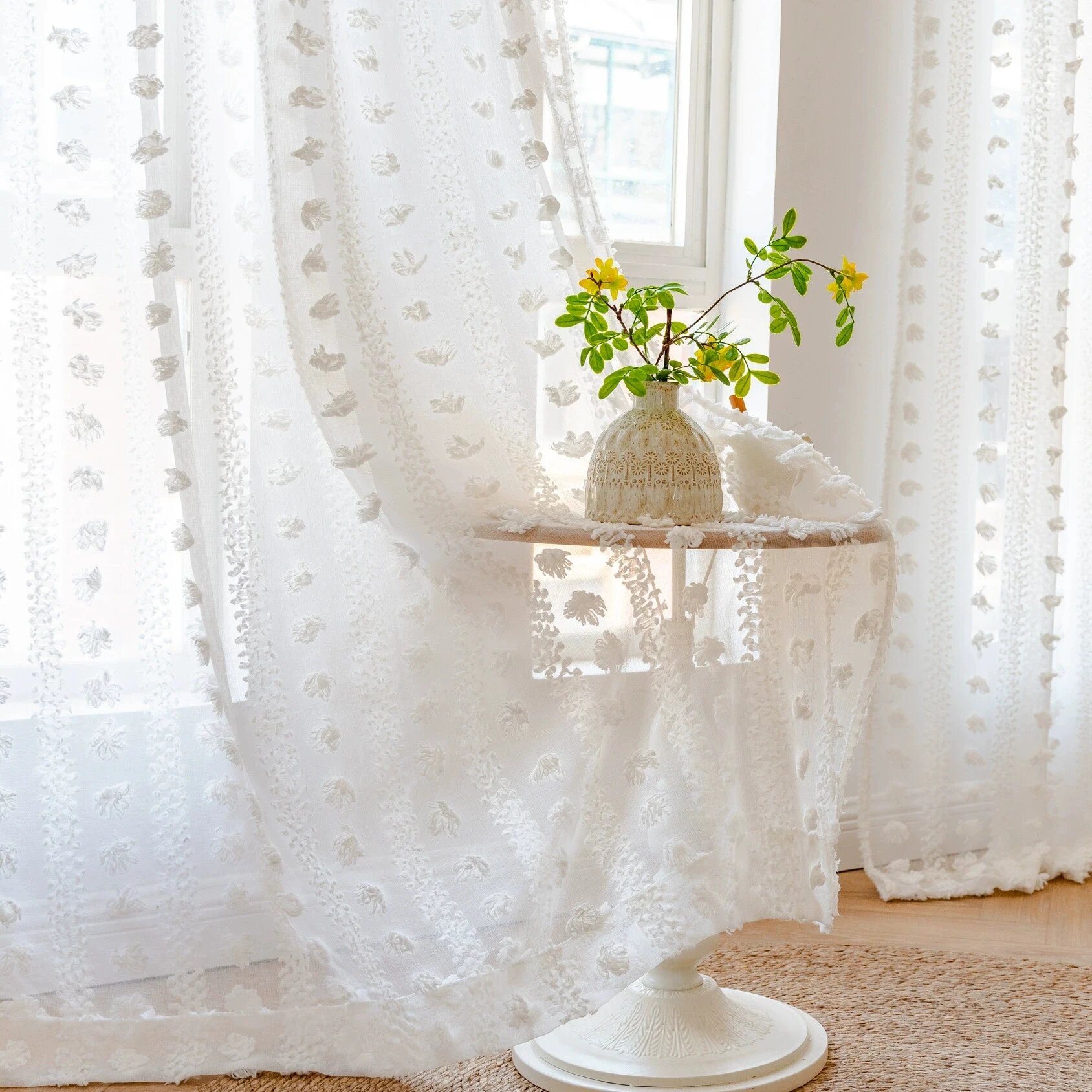 Хлопковая тюлевая занавеска 1 шт