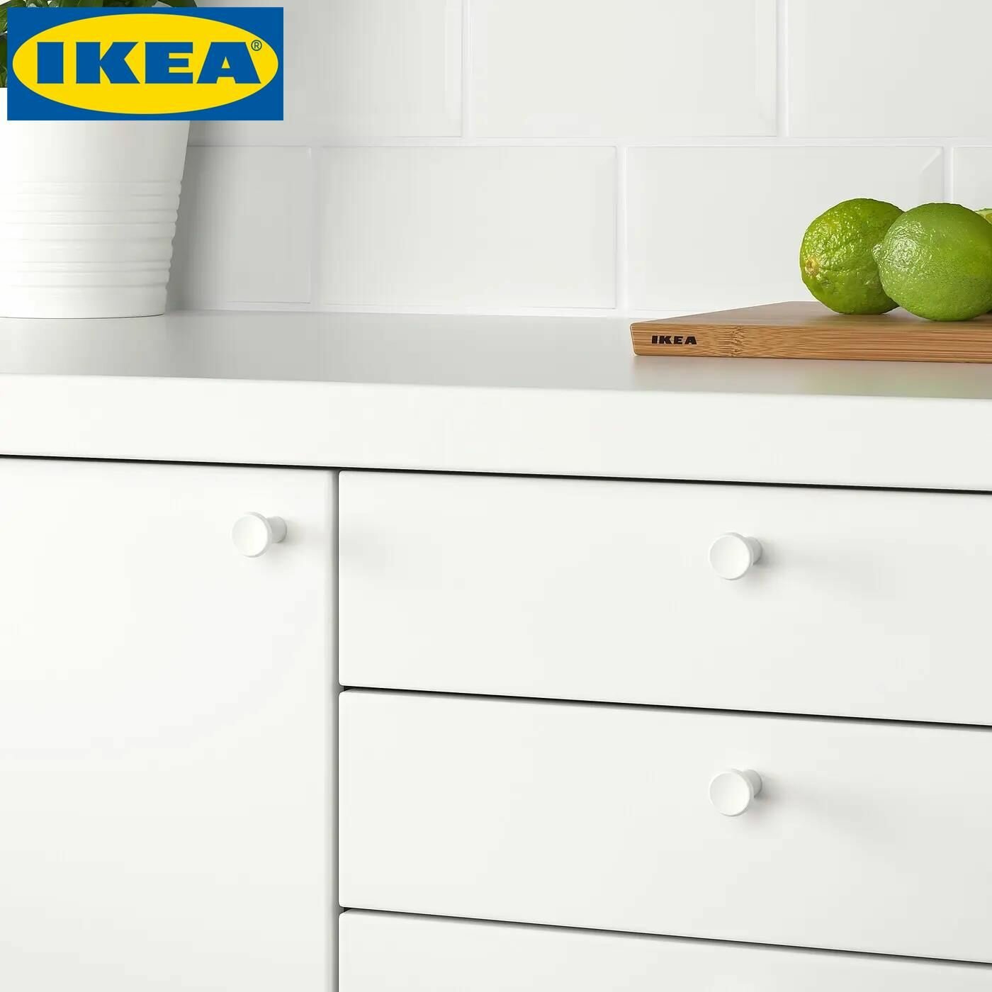 Ручка мебельная IKEA GUBBARP губбарп, 2 шт, длина: 2.7 см, D: 2.1 см, белая — фото 1