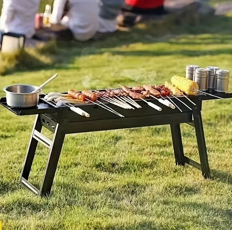 Мангал металлический складной переносной 60 см x 22 см x 32 см