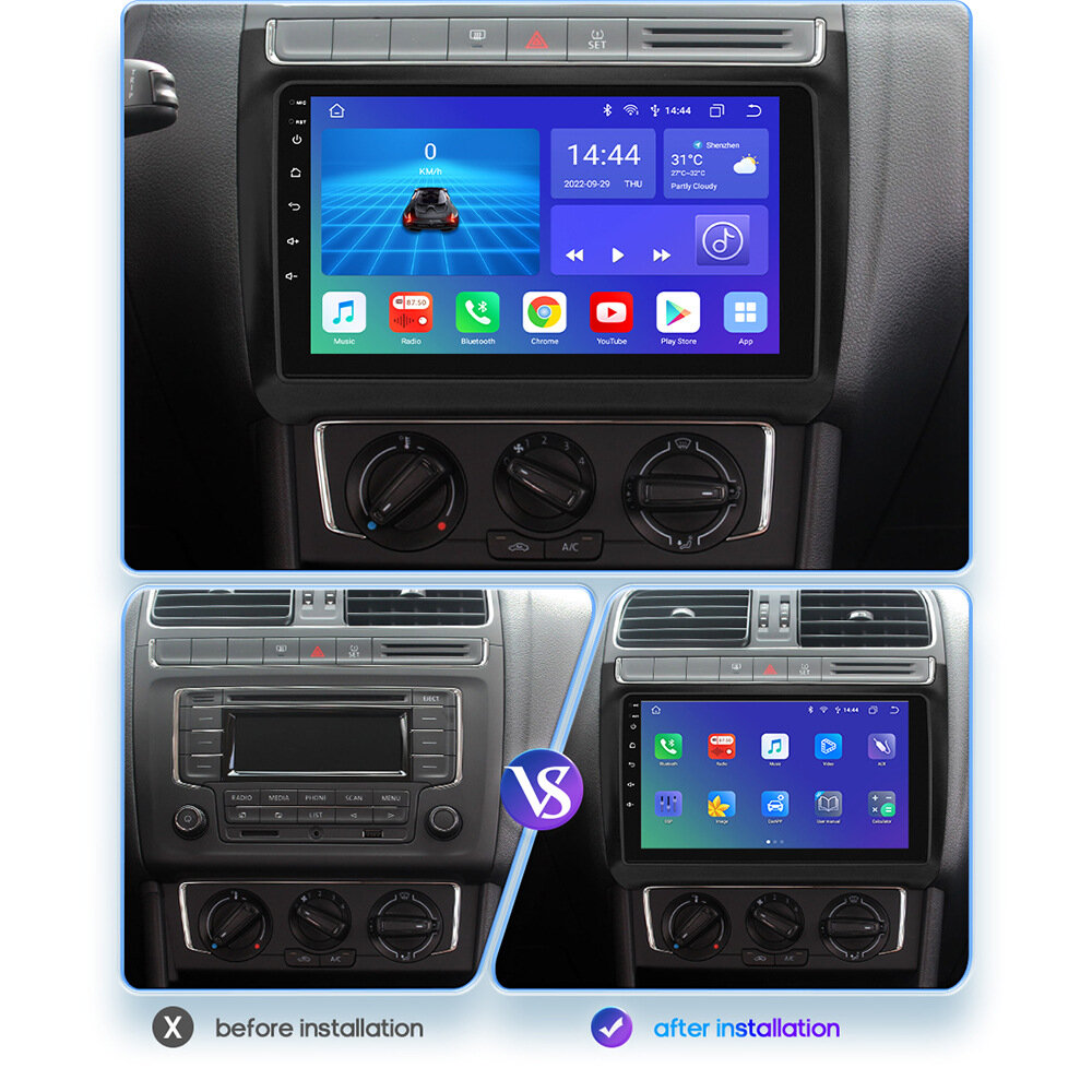 Автомагнитола, для Volkswagen Polo 2009-2020, 2-DIN, Android, 9", 2/32 ГБ