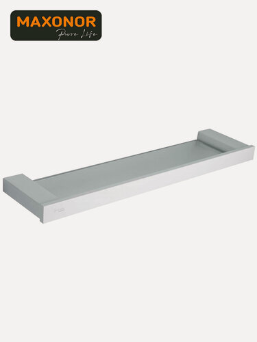 Изображение товара Полка для ванной настенная Maxonor PURE LIFE ALMA PL1807-8 Белый матовый, Закалённое стекло / Нержавеющая сталь