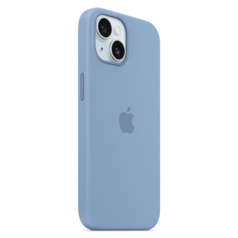 Чехол силиконовый MagSafe для iPhone 15 Winter Blue с анимацией NFC, Silicone case MagSafe для айфон 15 голубой — фото 1