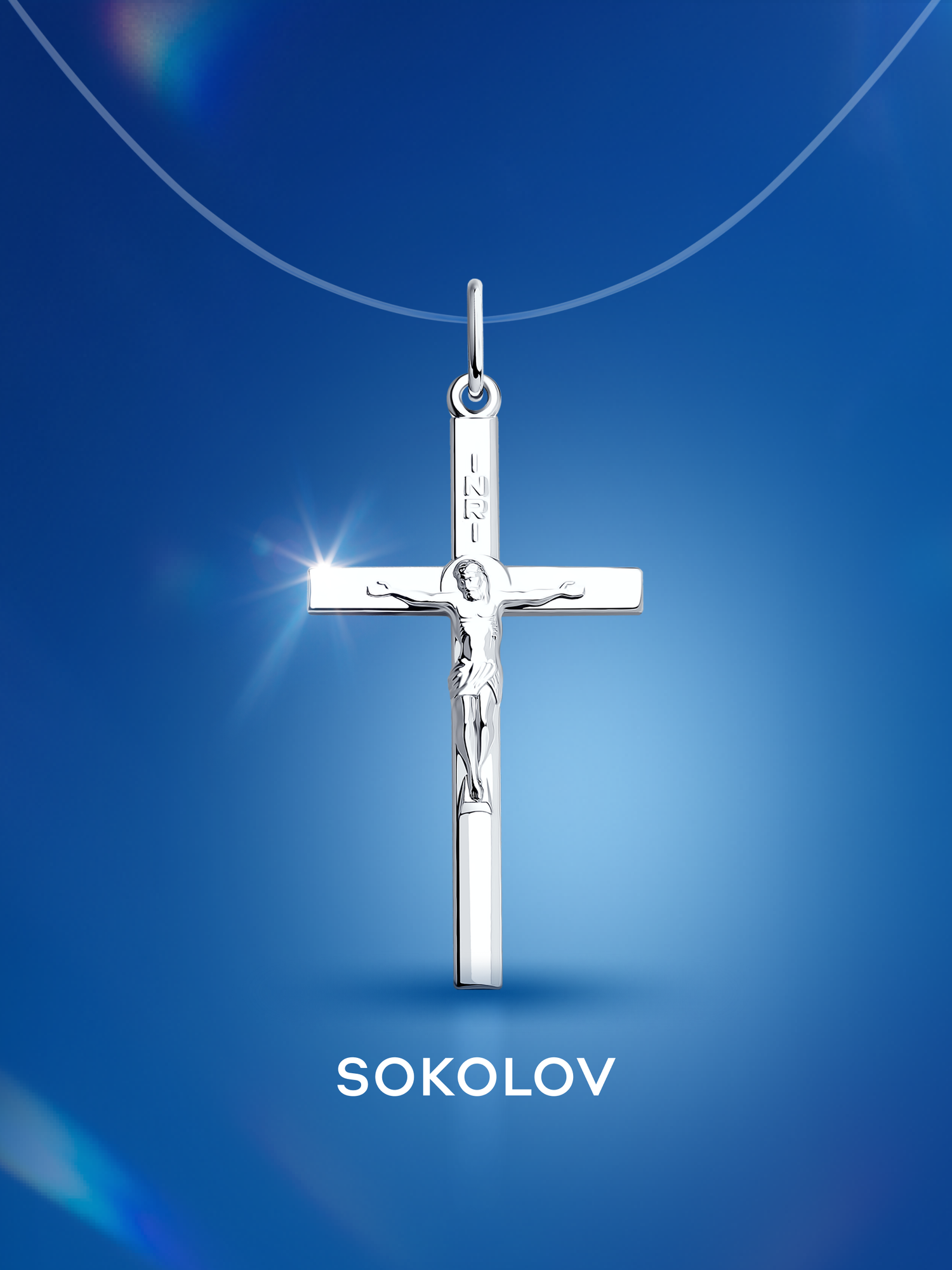 Крестик SOKOLOV, серебро, 925 проба, родирование