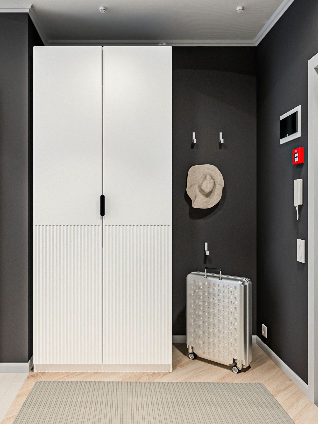 Двухдверный шкаф столплит Макс, без зеркала, с 2 полками, ЛДСП, Джаз Белый, 100х60х235 см