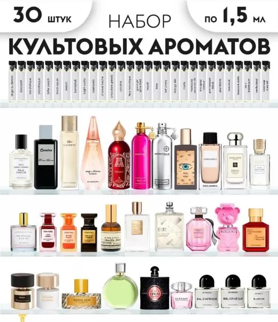 Набор духов По Нотам "Роскошь стойких ароматов", 30 пробников, 1.5мл, — фото 1