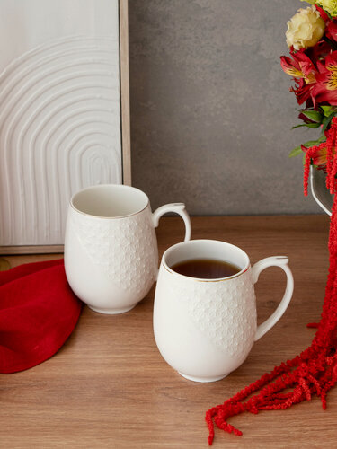 Изображение товара Набор кружек 2шт 330мл (круг) "Снежная королева" керамика, парные белые кружки для чая, кофе